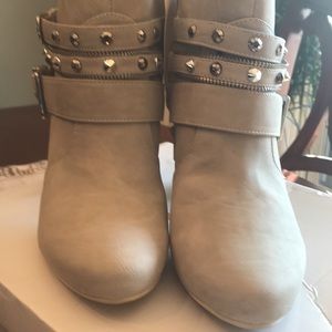 Women’s studded silver heel boots